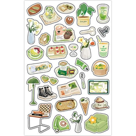 Autocollants scrapbooking couleur vive, adhésif fort, stickers décoratifs pour album DIY, artisanat, vert (1/5)