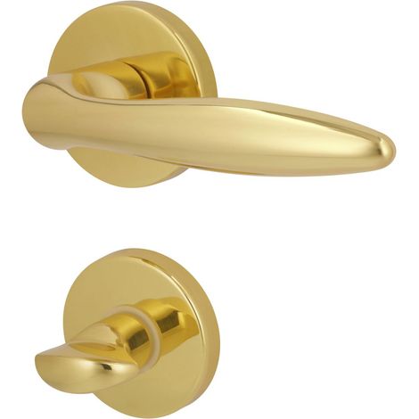 Alpertec WC-Rosettengarnitur Alison Messing gold rund Beschläge