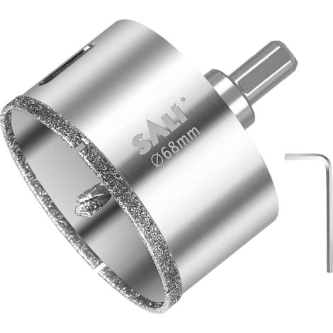 Foret diamanté de 68 mm avec foret de centrage, foret à verre avec revêtement diamant, couronne de forage creuse en acier 45 pour percer dans la céramique, la porcelaine, le verre, le marbre (1/5)