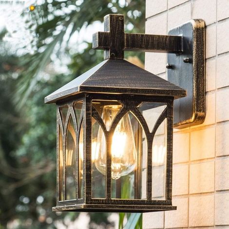 MINKUROW Wandleuchte Wandleuchte Quadratisch Vintage Glaslaterne Außen Wasserdicht Rostfrei Wandleuchte Außendekoration Aluminium Metall Wandlaterne für Korridor Villa Patio Garten (1/5)