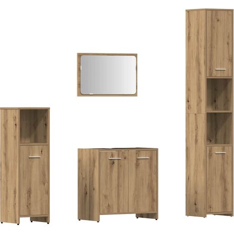 Maison Exclusive - Set Mobili da Bagno 4 pz Rovere Artigianale Legno Multistrato
