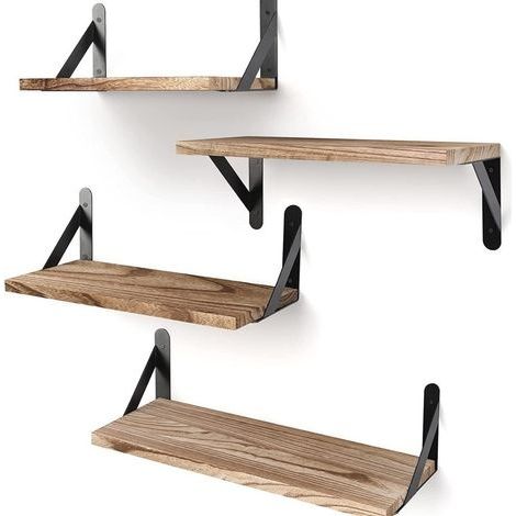 Lot de 2 étagères murales en Bois - Profondeur : 15 cm - Longueur : 42,5 cm - pour Salon, Chambre à Coucher, Salle de Bain, Cuisine, Bureau (1/5)