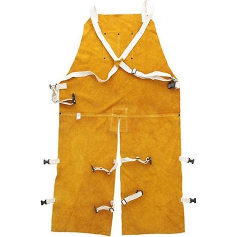 SEIWEI Tablier de soudage résistant à la chaleur avec poche à outils, pantalon de soudeur fendu, réglable, vêtements de protection pour atelier (1/5)