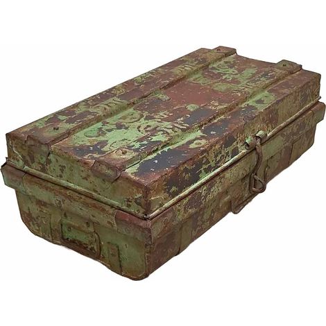Maleta de metal acabado artesanal verde 67x37x25h cm