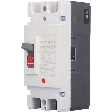 Disjoncteur 2P 80A 1000V DC Protection Solaire Batterie Interrupteur Sectionneur Coffret Moulé (1/5)