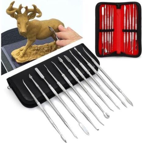 10 Pcs Stainless Steel Wax Carving Tools, Double Ended for Sculpting, Pottery Tools Sculpting Clay Carving Tool for Carving Wax, Clay and Sculpture (1/5)