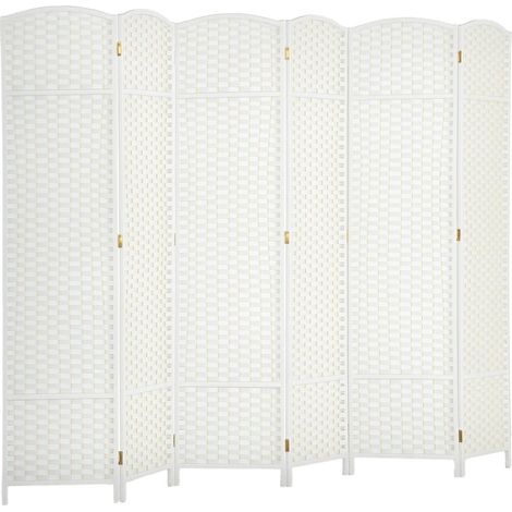 Maison bien organisée, paravent pliable 6 panneaux en bois et polypropylène, 240 x 170 cm naturel (1/5)