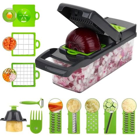 14 teiliger Gemüseschneider, Spiralschneider, Gemüsehobel Zwiebel , Kartoffel und Pommes Schneider (1/5)