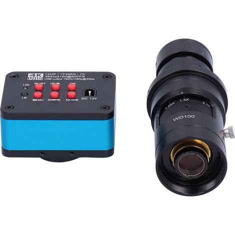 Industriemikroskopkamera mit 4K/2K-Auflösung, 12 MP, USB-Anschluss, 200-facher Vergrößerung, C-Mount-Objektiv, 144-LED-Ringlicht, 100–240 V AC (EU) (1/5)
