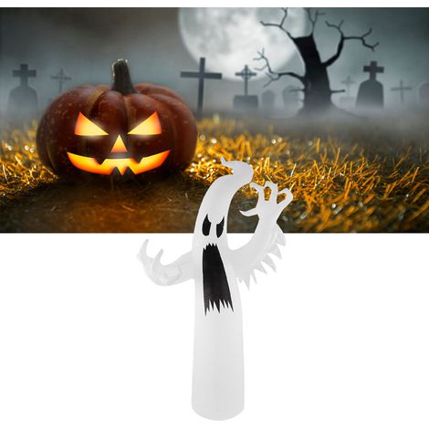 Bunte, 2,4 m große, aufblasbare Geisterfigur in Weiß für Halloween, Schutzart IP44, mit LED-Beleuchtung, ideal für Partys und Terrassen. Europäischer Standard 220–240 V. (1/5)
