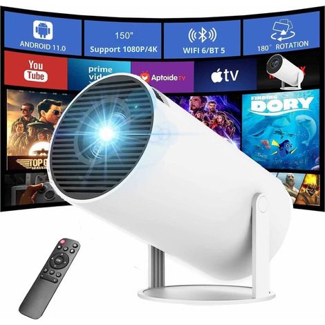 Online Store – Mini vidéoprojecteur 4K FHD WiFi 6 BT 5.0 – Projection 40-130 pouces – Correction trapézoïdale automatique – Support 180° (1/5)