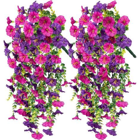 2-teilige künstliche Pflanze, Hängeblume für den Außenbereich, UV-beständiger Kunststoff, Dekoration für Balkon und Garten (1/5)