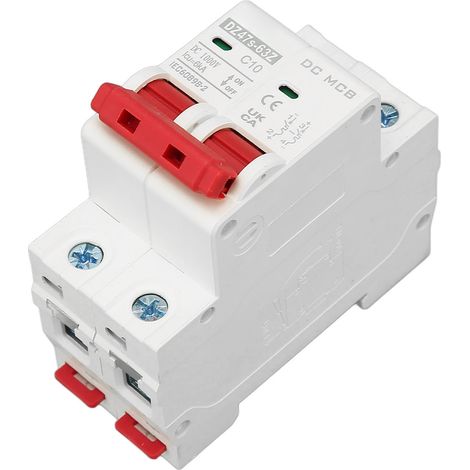 Disjoncteur mini 2P 10A DC1000V, pouvoir de coupure 6000A, protection solaire photovoltaïque, interrupteur automatique compact pour système basse tension. (1/5)