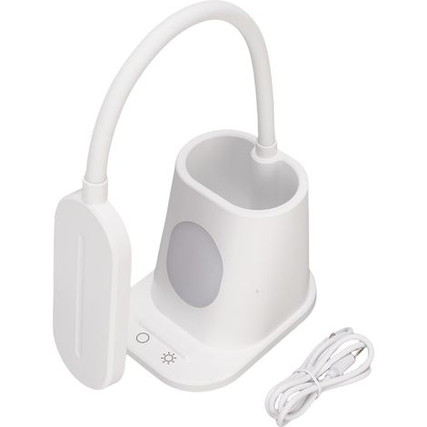 Wiederaufladbare LED-Schreibtischlampe mit USB-Anschluss, 3 Farbtemperaturen und Touch-Steuerung – mit Stifthalter für Schlafzimmer und Studentenwohnheim – Weißes ABS, 440 g (1/4)