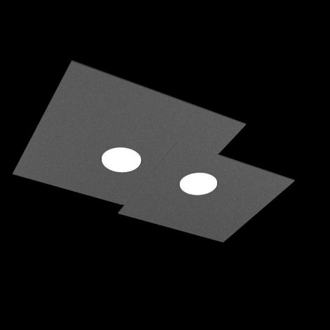Plafoniera moderna top light plate 1129 pl2 r gx53 led metallo lampada soffitto, finitura metallo antracite