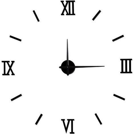 Horloge Murale Minimaliste Transfrontalière pour Salon, Silencieuse et à Monter Soi-Même, Autocollant Mural Décoratif 3D sans Perçage, Noire, Petite (1/5)