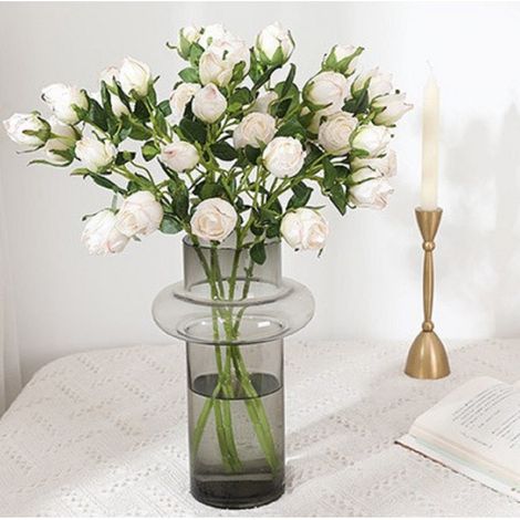 Rose Artificielle - Tige Longue 48 cm - Pétales en Soie avec Finition Vieillie - Pour Bouquets DIY, Centre de Table Mariage, Décoration Intérieure et Événements - 1 Pièce (1/5)