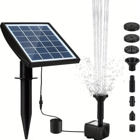 Pompe de fontaine à eau d'extérieur solaire, Kit de pompe de bassin de fontaine solaire avec piquet, pompe à eau de fontaine à énergie solaire, 2W (1/5)