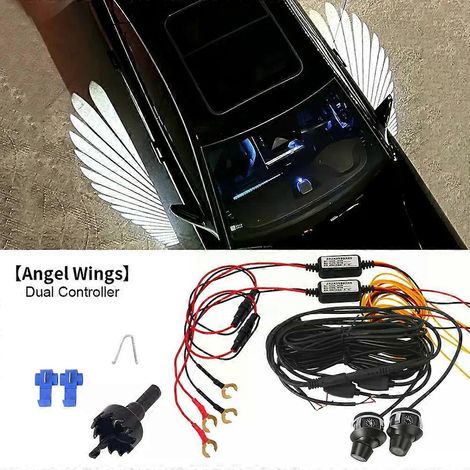 Aile d'ange universelle pour rétroviseur latéral de voiture, lumière LED de bienvenue, projecteur de tapis, lumière de décoration de porte, 12 V (blanc) (1/5)
