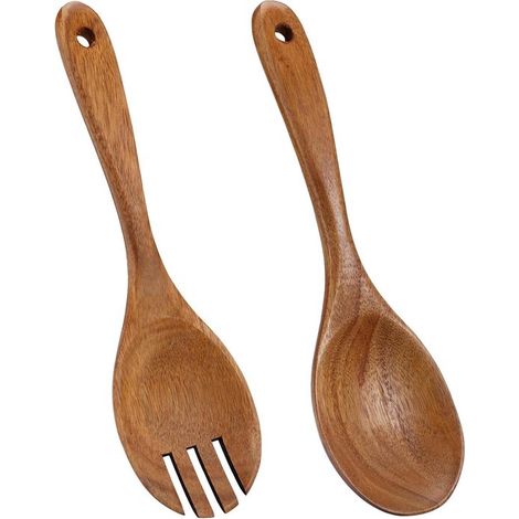 Set da insalata Alecta, 2 pezzi, in legno, lavabile in lavastoviglie, forchetta e cucchiaio da insalata, set di posate per insalata e frutta (1/5)