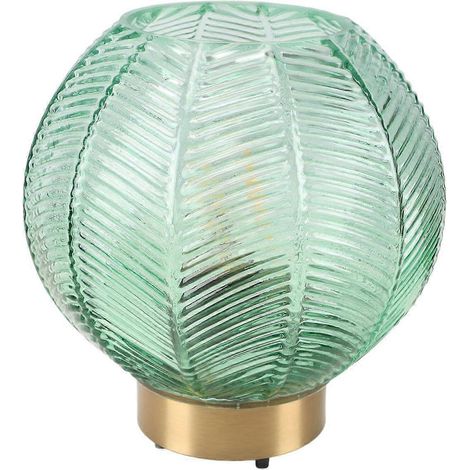 Lampe de table portable RUIYUE, lampe de nuit rechargeable avec minuterie et abat-jour en verre, lampe de table portable pour salon ou table de chevet (rondelle verte) (1/2)