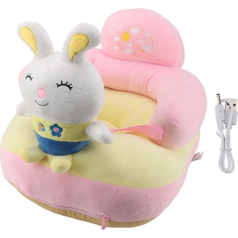 Siège d'apprentissage pour bébé avec support anti-chute et anti-basculement latéral, rechargeable, en peluche, style lapin, pour l'intérieur et l'extérieur. (1/5)