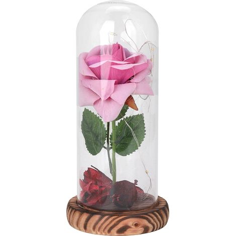 Lampe De Chevet Led Avec Dôme En Verre Et Base En Bois Lumière Décorative Pour Chambre À Coucher 1 Pièce (1/5)