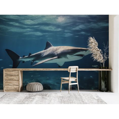 Papier peint animaux requin blanc dans locean azur - 150 x 250 cm (1/2)
