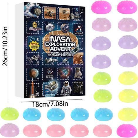 Fidget Squishy Anti-Stress Überraschungsbox mit 24 Fächern, Kristall-Countdown-Geschenkbox (Typ D) (1/2)