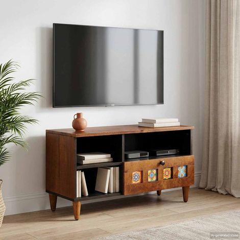 vidaXL Mobile TV Noce 80 x 33 x 46 cm Legno di mango massello