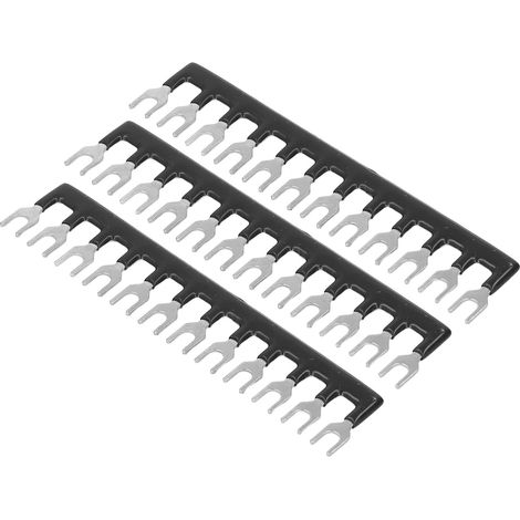 Lot de 10 borniers à fourche, 8 positions, pré-isolés, 400 V, 15 A, noirs, TB-1512