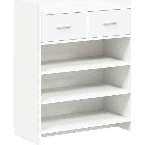 Meuble à chaussures, blanc, 73,5 x 36 x 92 cm, bois d'ingénierie. (1/5)
