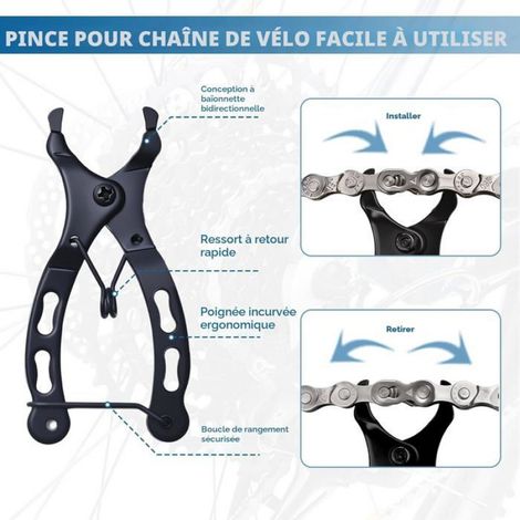 Chaîne vélo 6/7/8 vitesses 116 maillons 1/2 x 3/32 pouce, dérive-chaîne, indicateur usure et kit réparation avec sac (1/4)