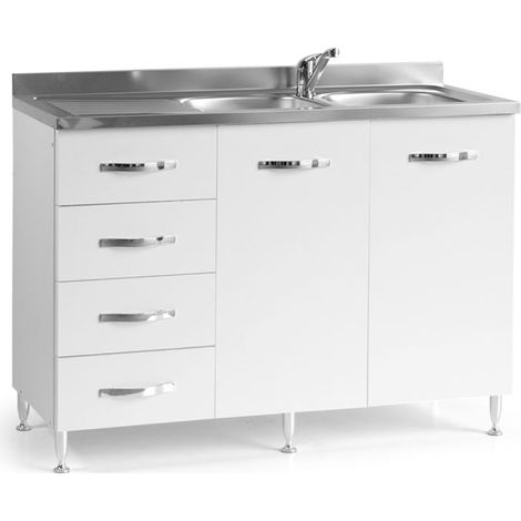 Sottolavello cucina montato con ante 120 cm bianco