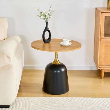 Mesa auxiliar redonda de melamina efecto madera OKMYHOME (1/5)