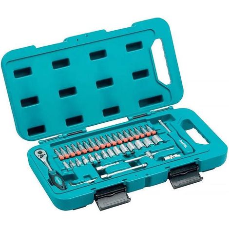 Makita – Coffret cliquet et douilles 40 pièces – P90283 – 13 douilles 6,35 mm – Clé à cliquet 6,35 mm – Barres d'extension 50 et 100 mm (1/3)
