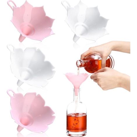 4 embudos de cocina con forma de flor – Colgables, multiusos – Para líquidos, especias y partículas (1/5)