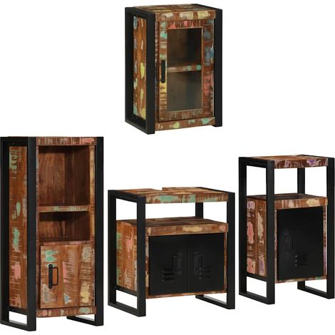 Maison Exclusive - Juego de muebles de baño 4 pcs Madera reciclad