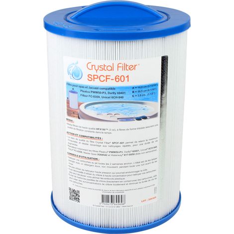 Filtre spa Crystal Filter® SPCF-601 compatible Pleatco PWW50-P3 - Unicel 6CH-940