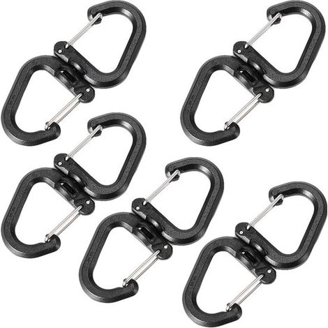 Set di 5 fibbie per zaino, moschettone a catena a S, lega di zinco, 3 x 7 x 2 cm, per organizzare gli zaini, attaccare un guinzaglio per cani (1/5)
