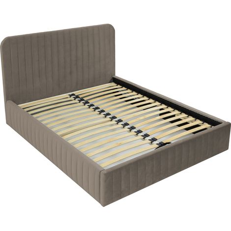 Stuart - lit coffre - 160x200 cm - sommier inclus - en velours - taupe (1/5)