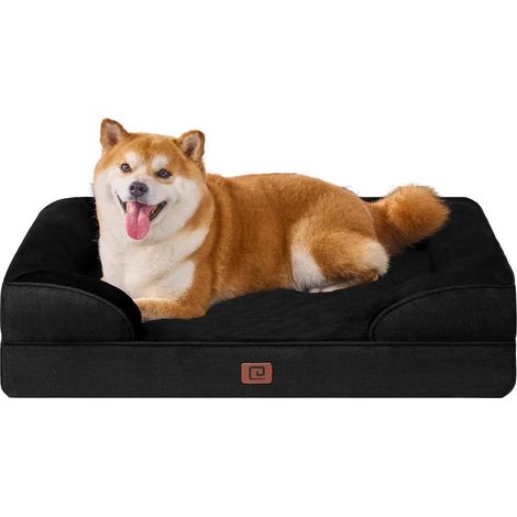 Hundebett orthopädisches Memoryfoam L 89 x B 56 x H 17 cm Schwarz (1/5)