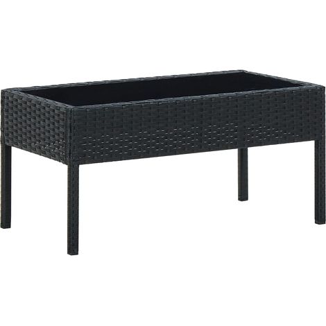 vidaXL Garden Table Black 75x40x37 cm Poly Rattan