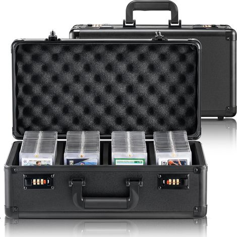 VEVOR Boite de rangement pour cartes gradees, 4 emplacements, etui de transport pour cartes de sport gradees, separateurs en mousse, verrou a code, pour 120 PSA, 84 BGS, 96 SGC cartes, 428 top loaders (1/5)