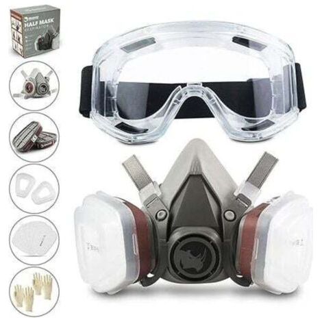 Respirateur réutilisable demi-masque 6200 – Protection respiratoire silicone – Lunettes anti-buée – Filtres 95% pour peinture et soudage (1/5)