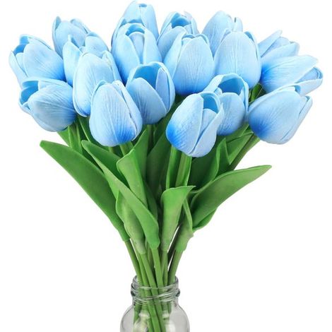 20 piezas, Flores falsas, Ramo artificial, Tacto real, Flores de látex, Tulipanes de tacto real, 34 cm, Amarillo anaranjado, Tulipán de PU, Ramo (1/5)