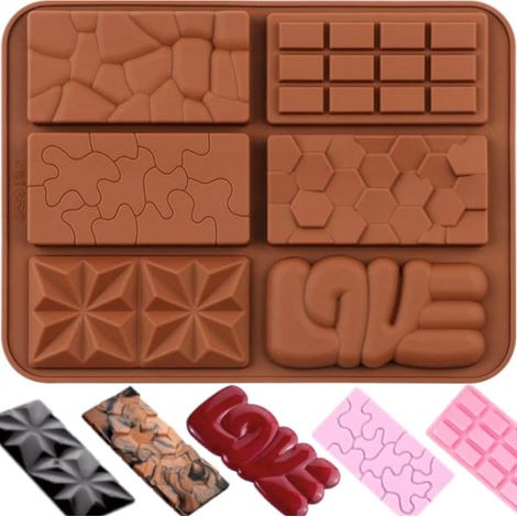 Stampo in silicone per barrette di cioccolato, cioccolatini e biscotti 6 in 1