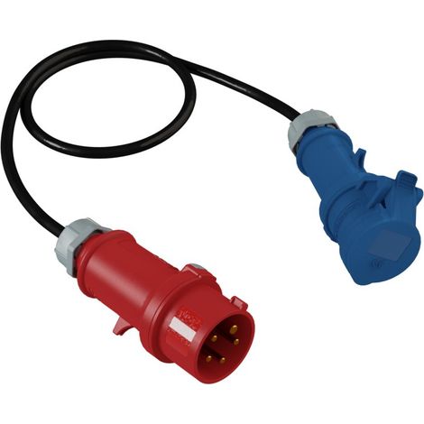 Adattatore di alimentazione con spina da 1 m, 16 A/5 pin, per presa da campeggio, cavo da 230 V/16 A/3 pin