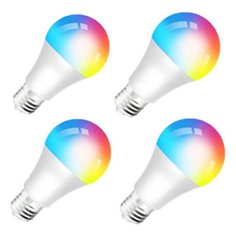 Set da 4 Lampadine LED RGB Intelligenti, Wi-Fi, E27, 9W, 850lm, Comando Vocale, Compatibili con Amazon Alexa e Google Home, Luce Colorata (1/5)