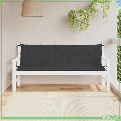 361723 Coussins de banc jardin lot de 2 noir 180x50x7 cm tissu Oxford (1/5)